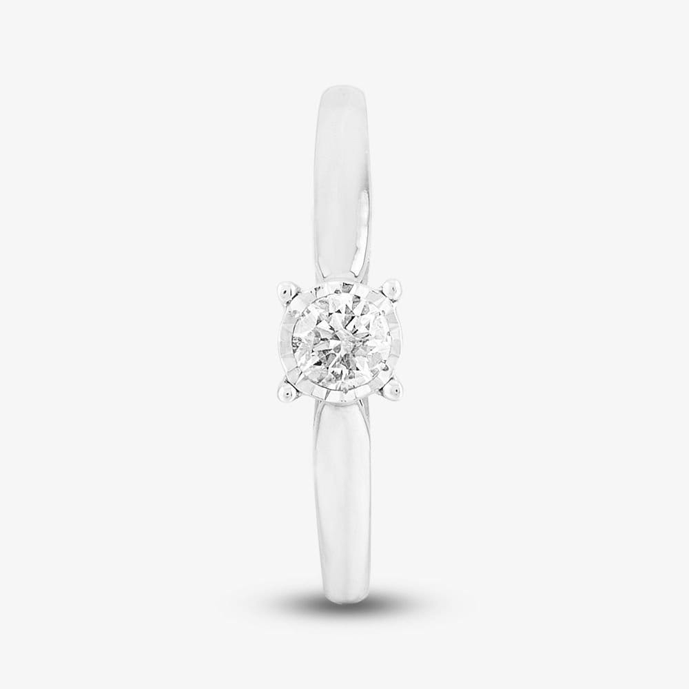 T.H.Baker T.H.Baker Women's 9ct White Gold 0.12ct Diamond Wishbone Half Eternity Ring in Silver - 4