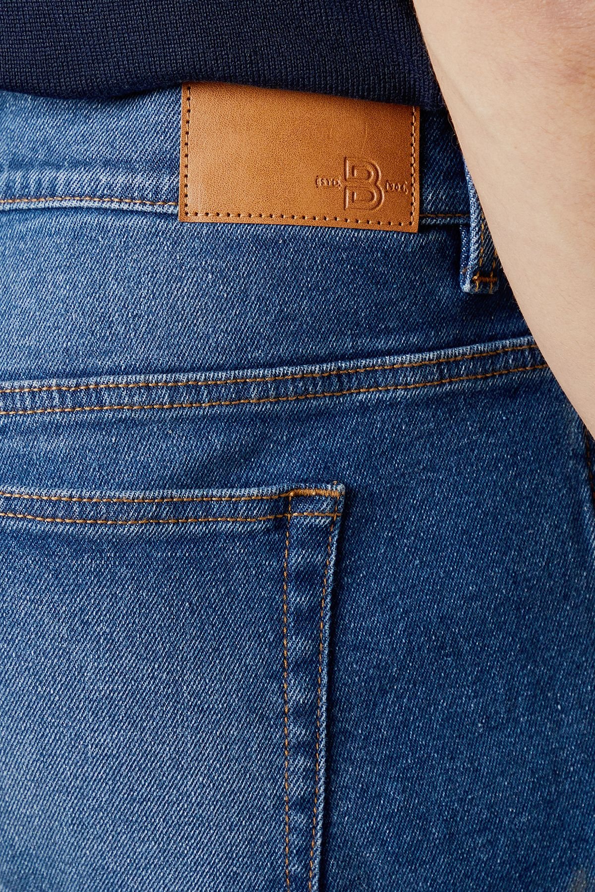 Burton Burton Men's Mid Wash Stretch Slim Fit Jeans in Mid Blue - 3