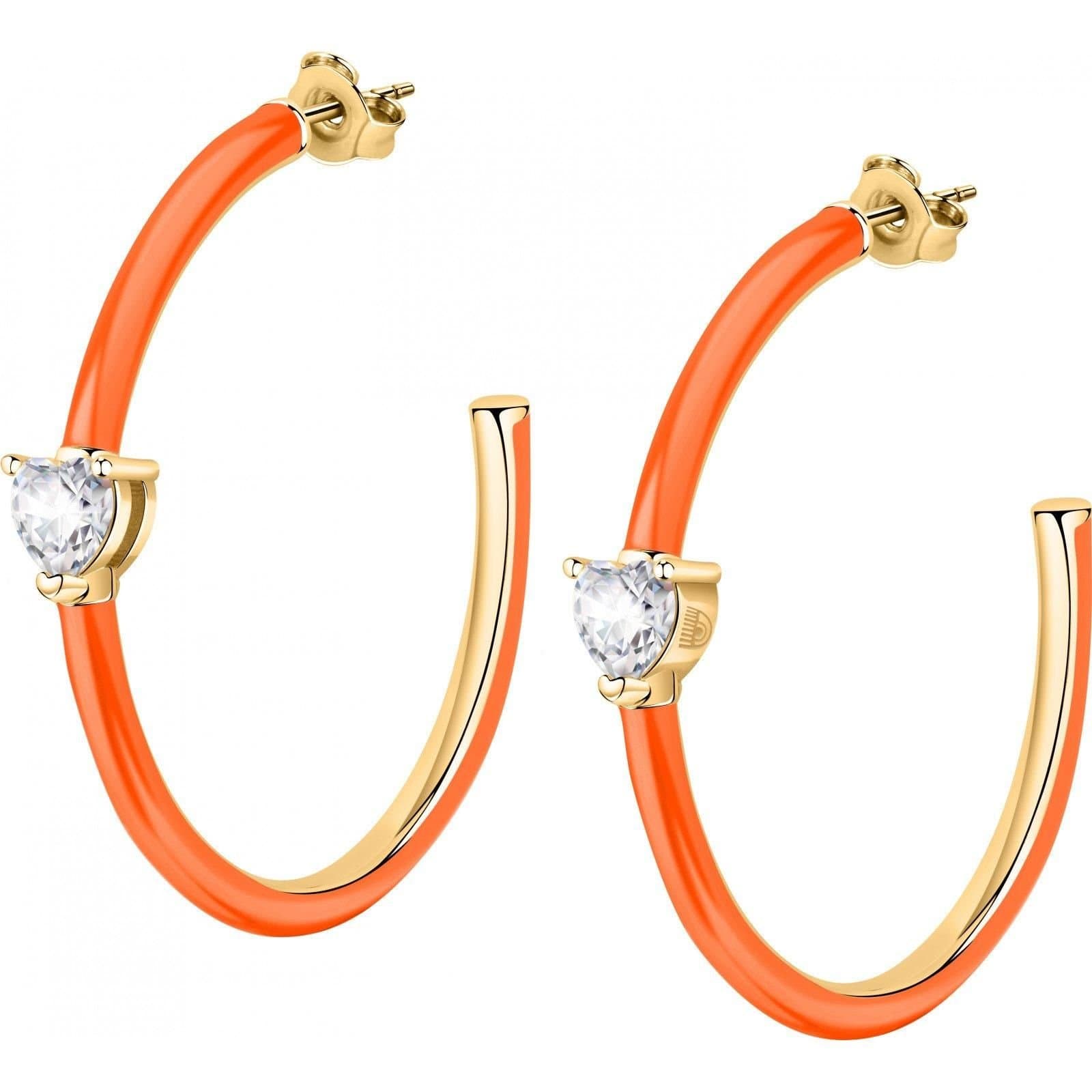 Chiara Ferragni Chiara Ferragni Orange Hoop Earrings with Heart Charms