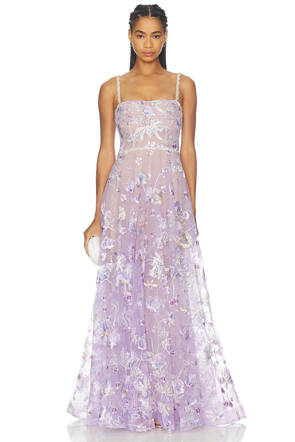 revolve Midnight Embroidered Floral Gown
