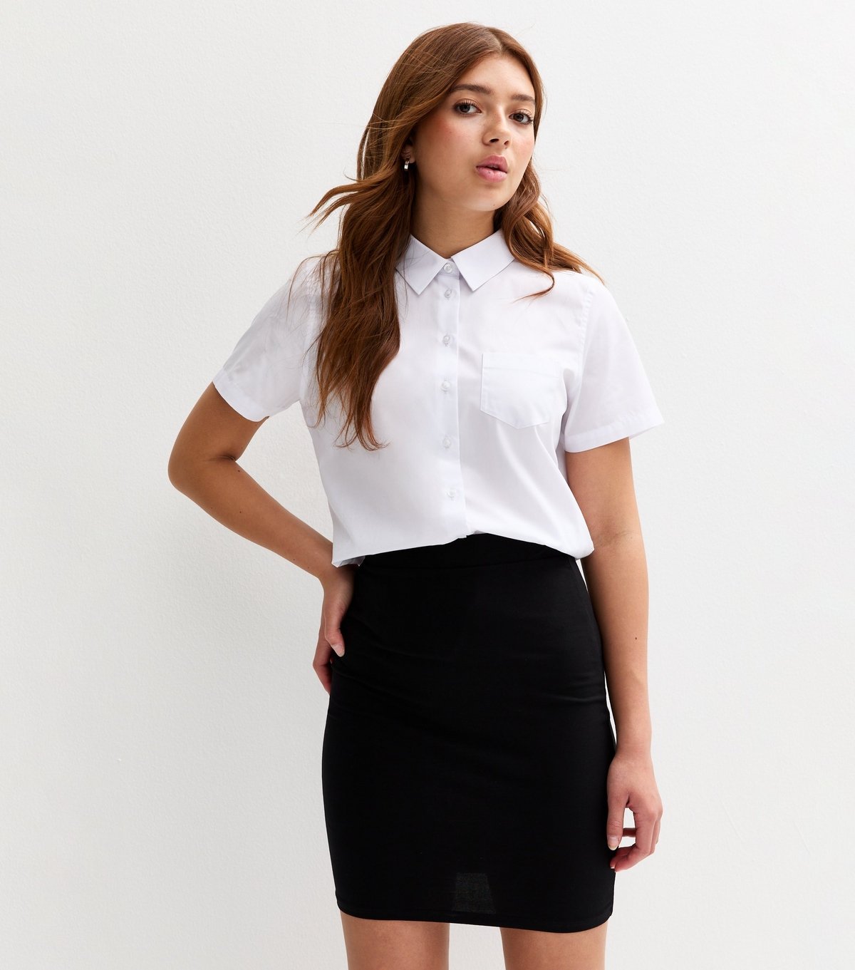 New Look Girls' Pack of 2 White Short Sleeve Regular School Shirts New Look - 2