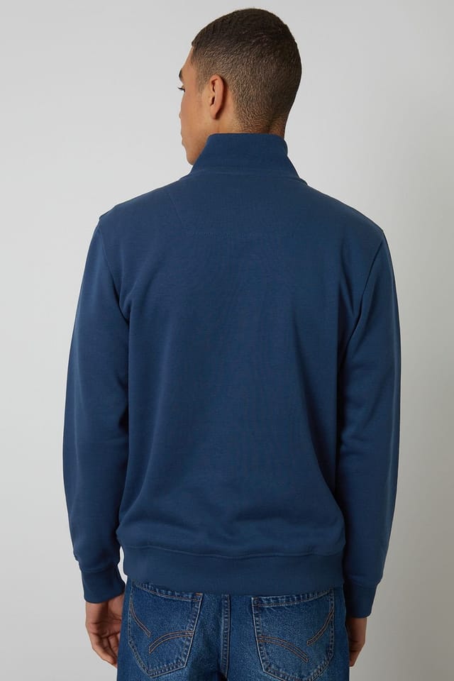 Threadbare Threadbare Men's Quarter Zip Sweatshirt in Dark Blue - 2