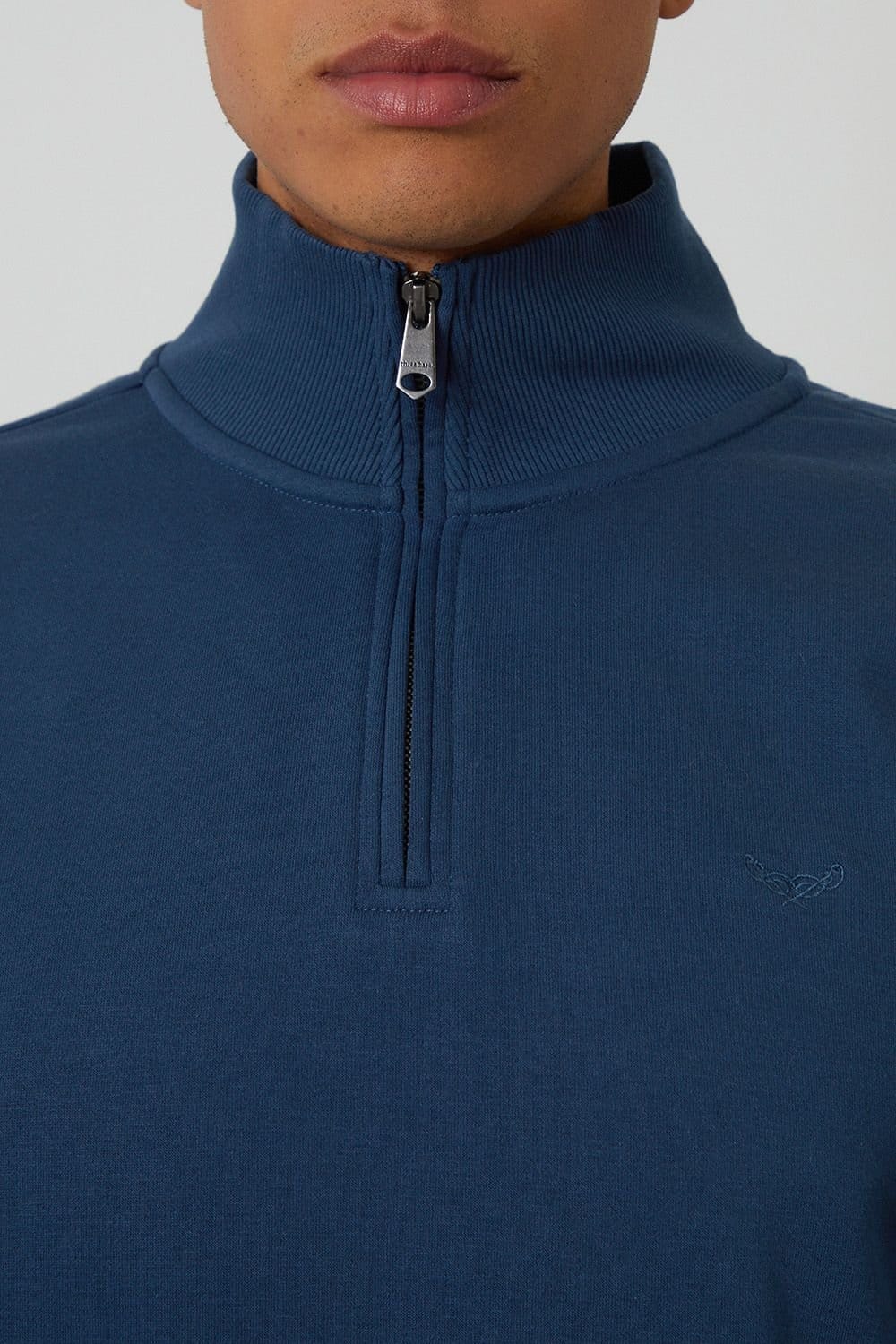 Threadbare Threadbare Men's Quarter Zip Sweatshirt in Dark Blue - 4