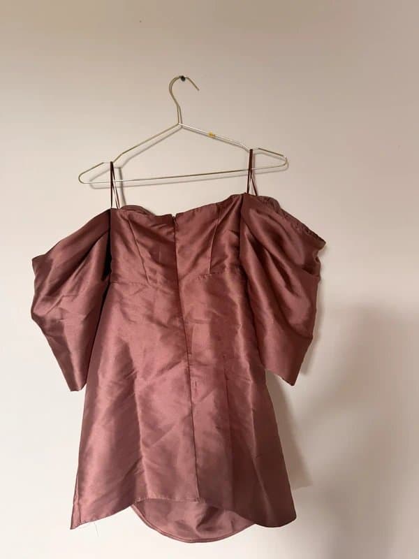 ASOS ASOS Luxe Mauve Satin Draped Puff Sleeve Mini Dress – UK 10