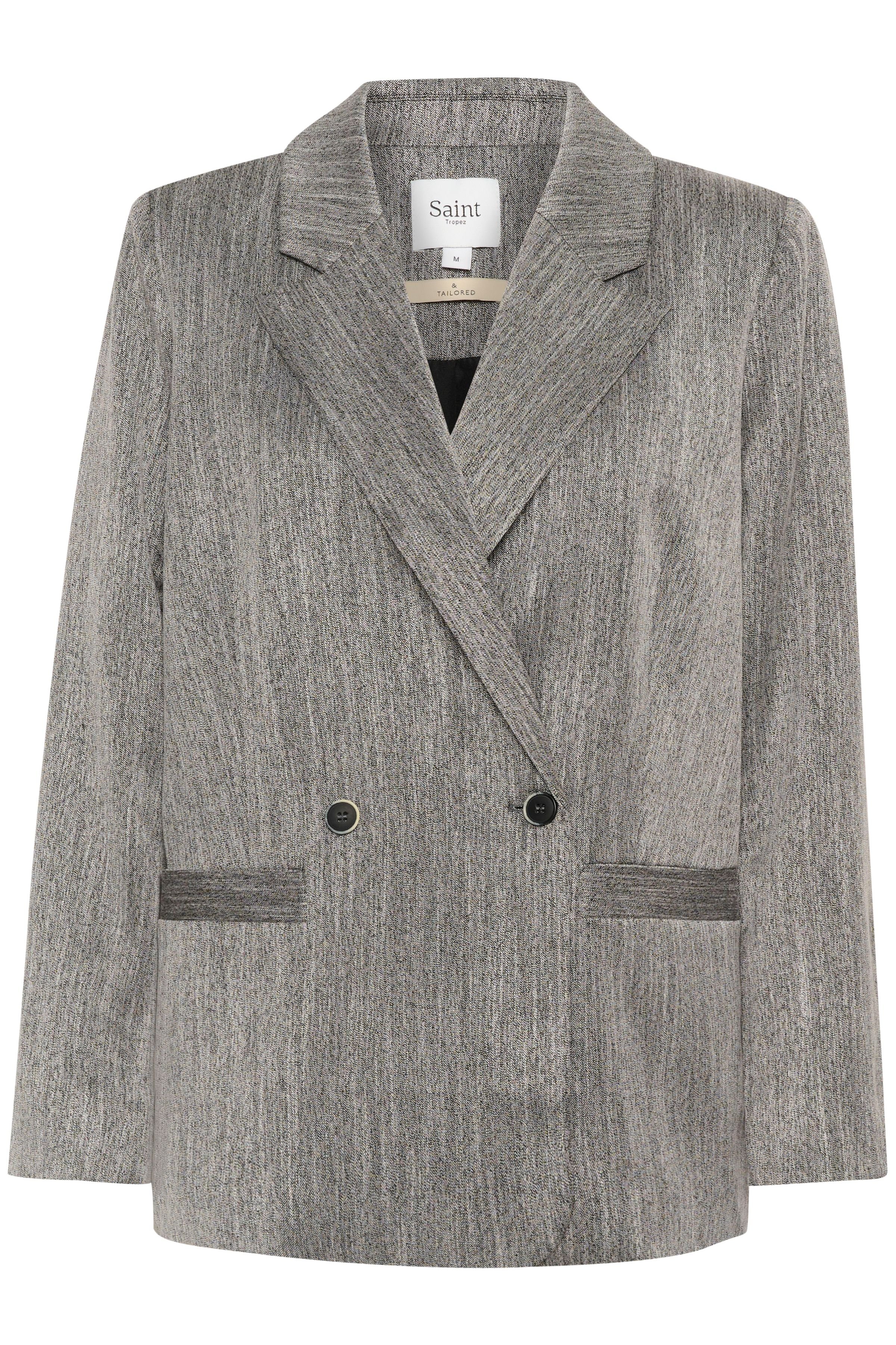 Saint Tropez Saint Tropez Women's GlendaSZ Double-breasted Blazer in Mid Grey - 2