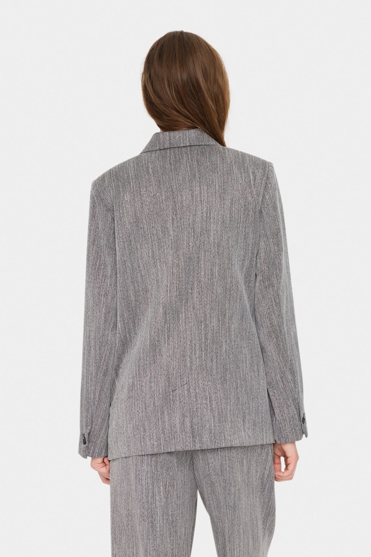 Saint Tropez Saint Tropez Women's GlendaSZ Double-breasted Blazer in Mid Grey - 4