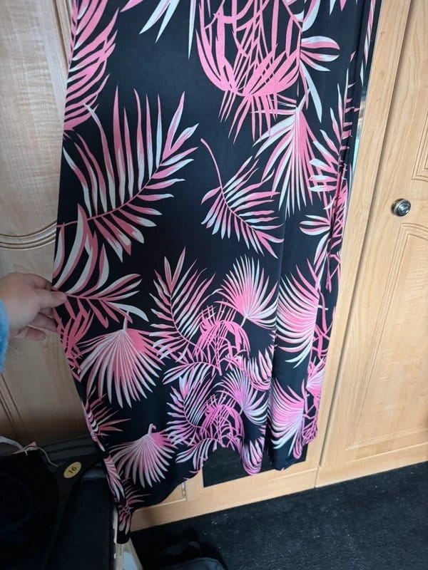 New Look Black & Pink Silk Tropical Print Dress Size 10