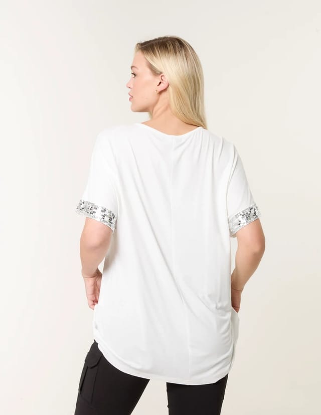 Blue Vanilla Sequin Trim Oversized Top - 3