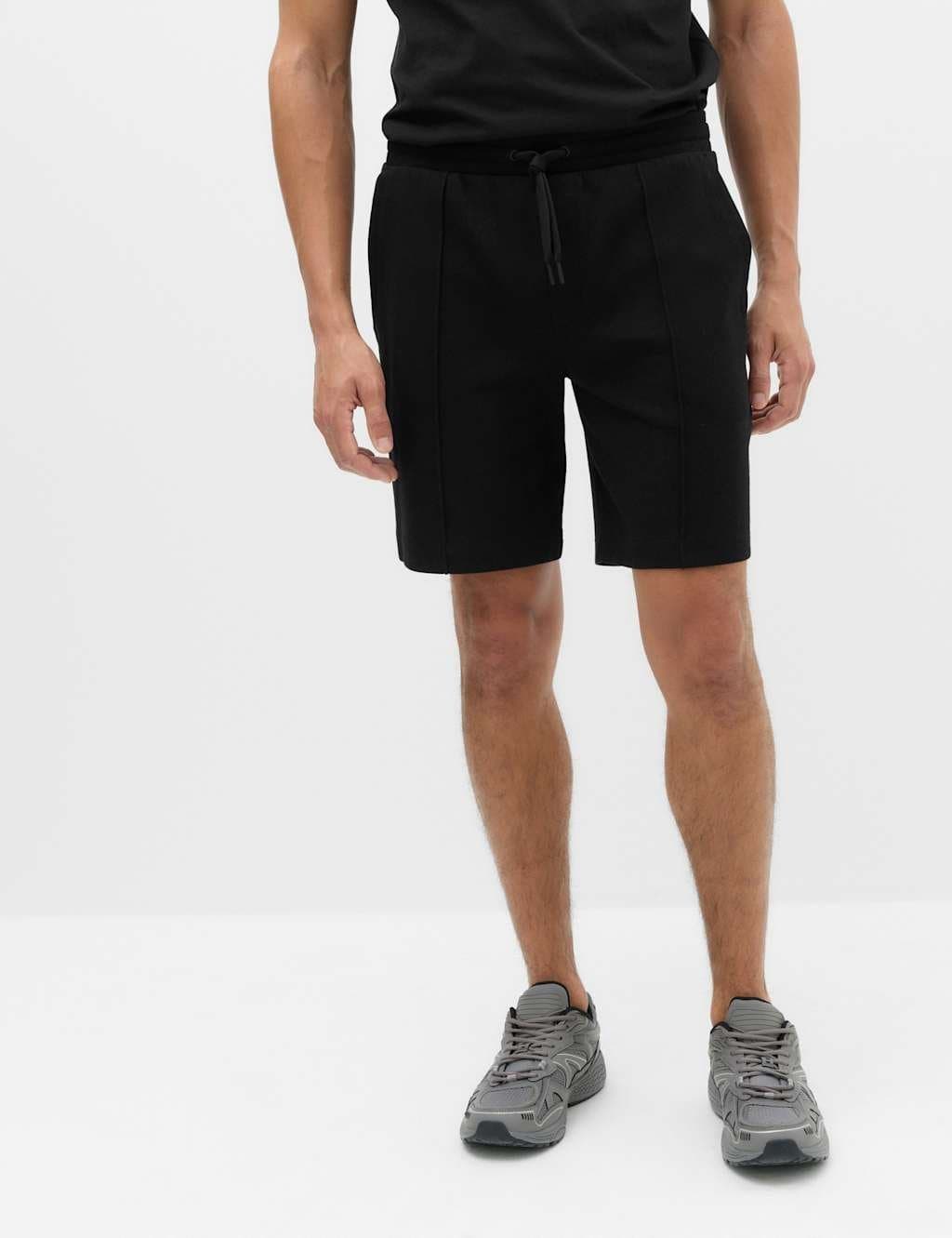 Marks & Spencer M&S Black Cotton Rich Mid Length Shorts