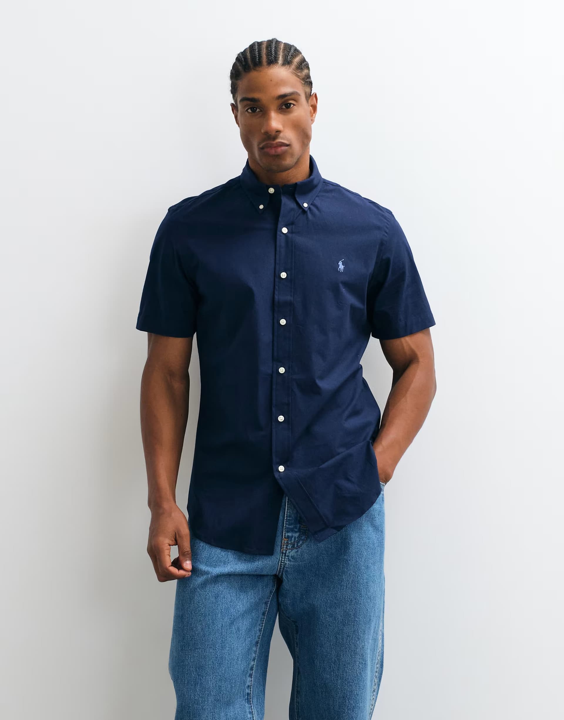 ASOS Polo Ralph Lauren custom fit short sleeve sport shirt in navy