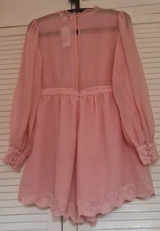 Topshop Topshop pale pink playsuit with lace trim size 8