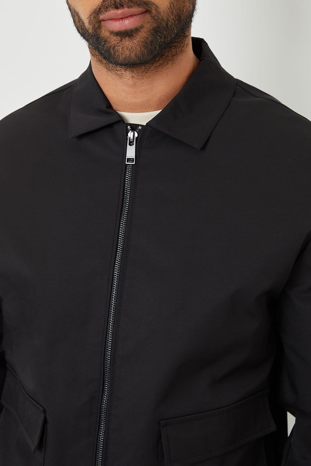 Threadbare Threadbare Men's 'Sonton' Patch Pocket Collared Zip-Through Jacket in Black - 4