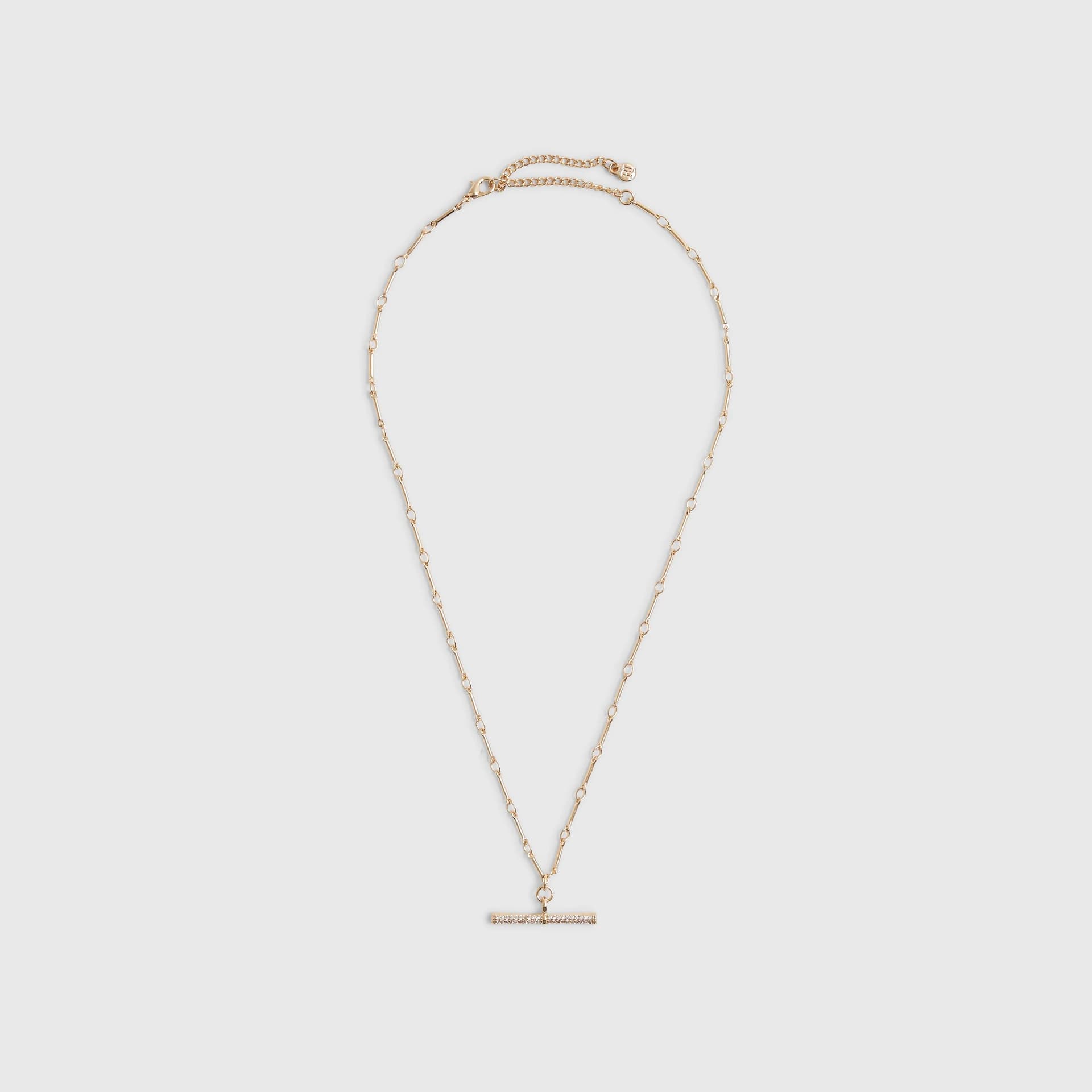 River Island River Island Womens Gold Diamond Simulant T Bar Pendant Necklace