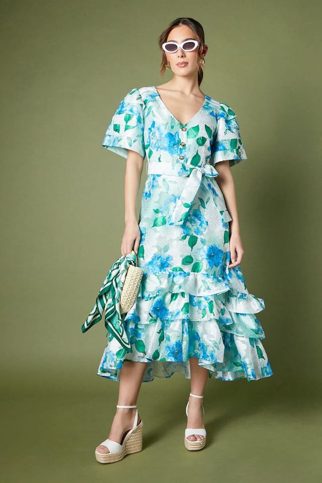 Coast Coast Women's Ruffle Sleeve Belted Shirt Dress in Blue - 2