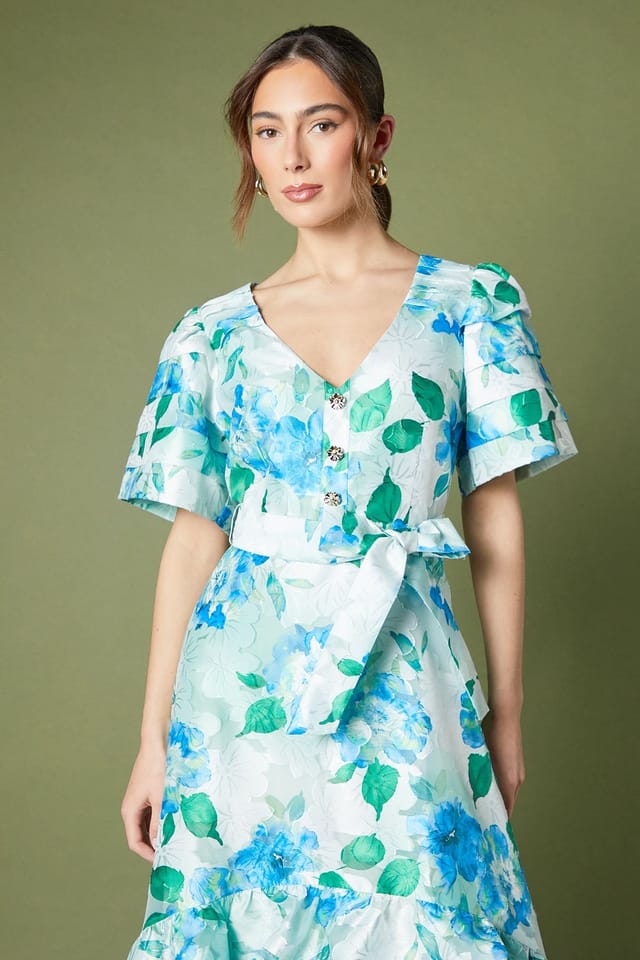 Coast Coast Women's Ruffle Sleeve Belted Shirt Dress in Blue - 3