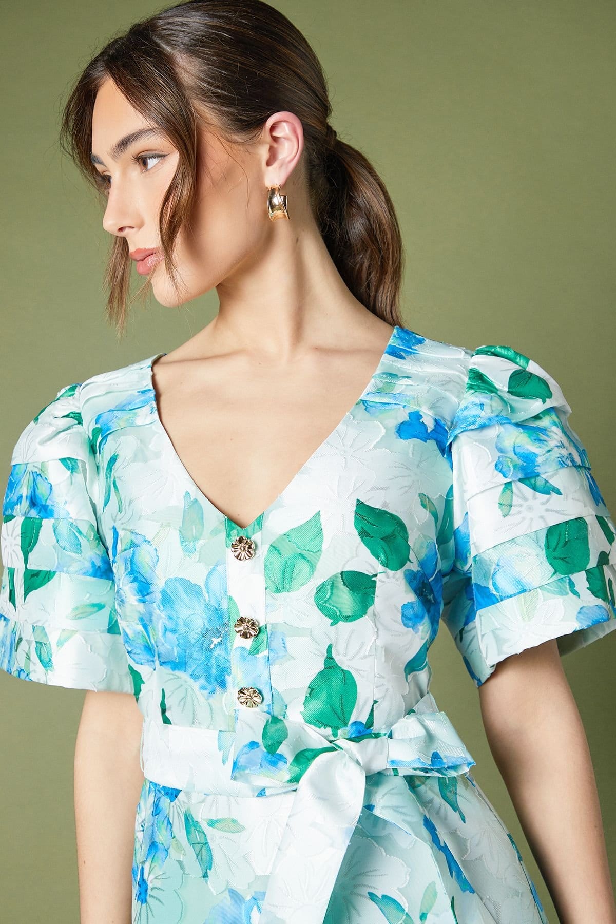 Coast Coast Women's Ruffle Sleeve Belted Shirt Dress in Blue - 4