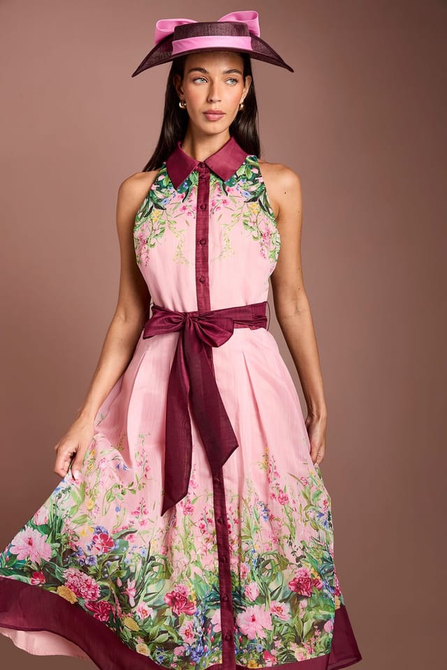 Coast Coast Women's Lisa Tan Collared Printed Midi Dress in Blush - 2