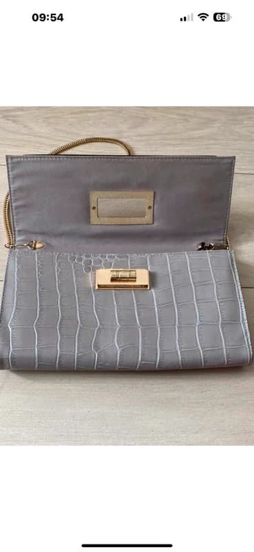 River Island Grey/Gold Clutch Shoulder Chain Bag River Island
