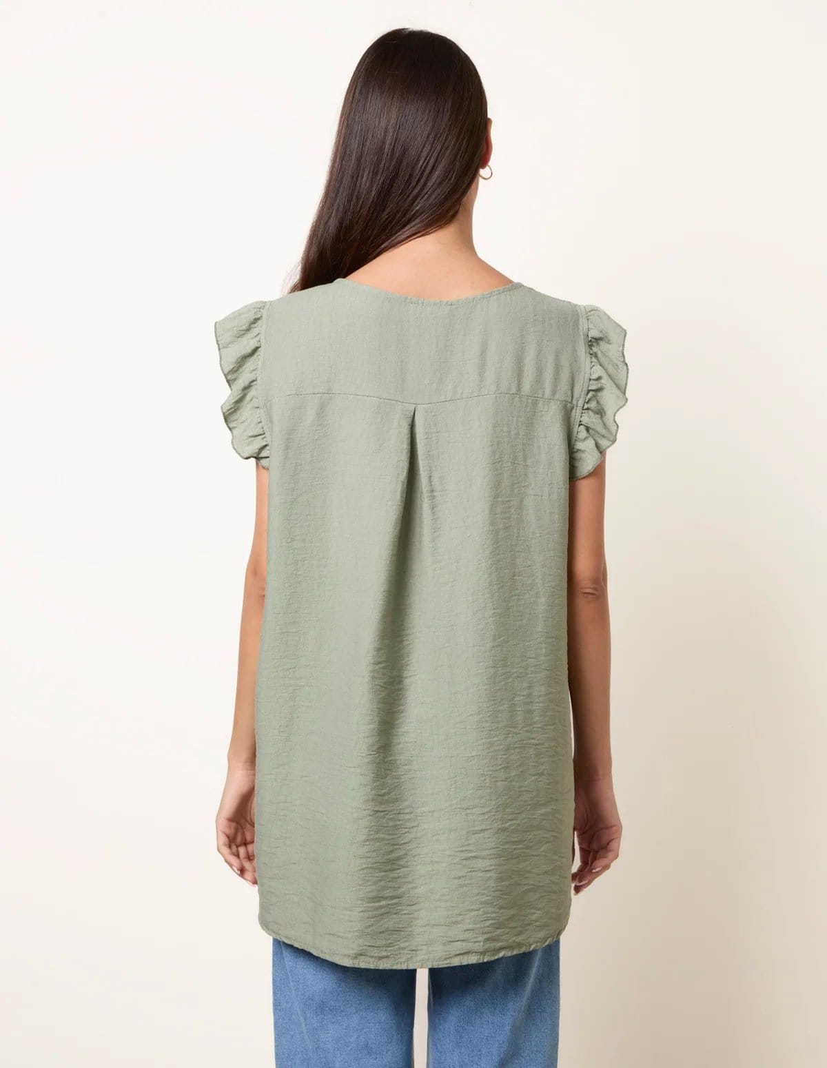 Blue Vanilla One Button Frill Sleeve Top - 4