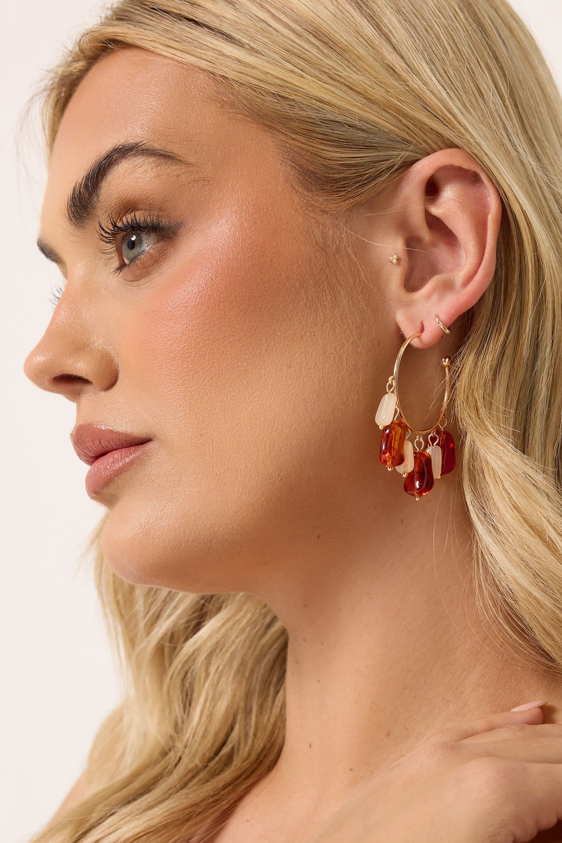Yours Gold Tone Gemstone Hoop Earrings