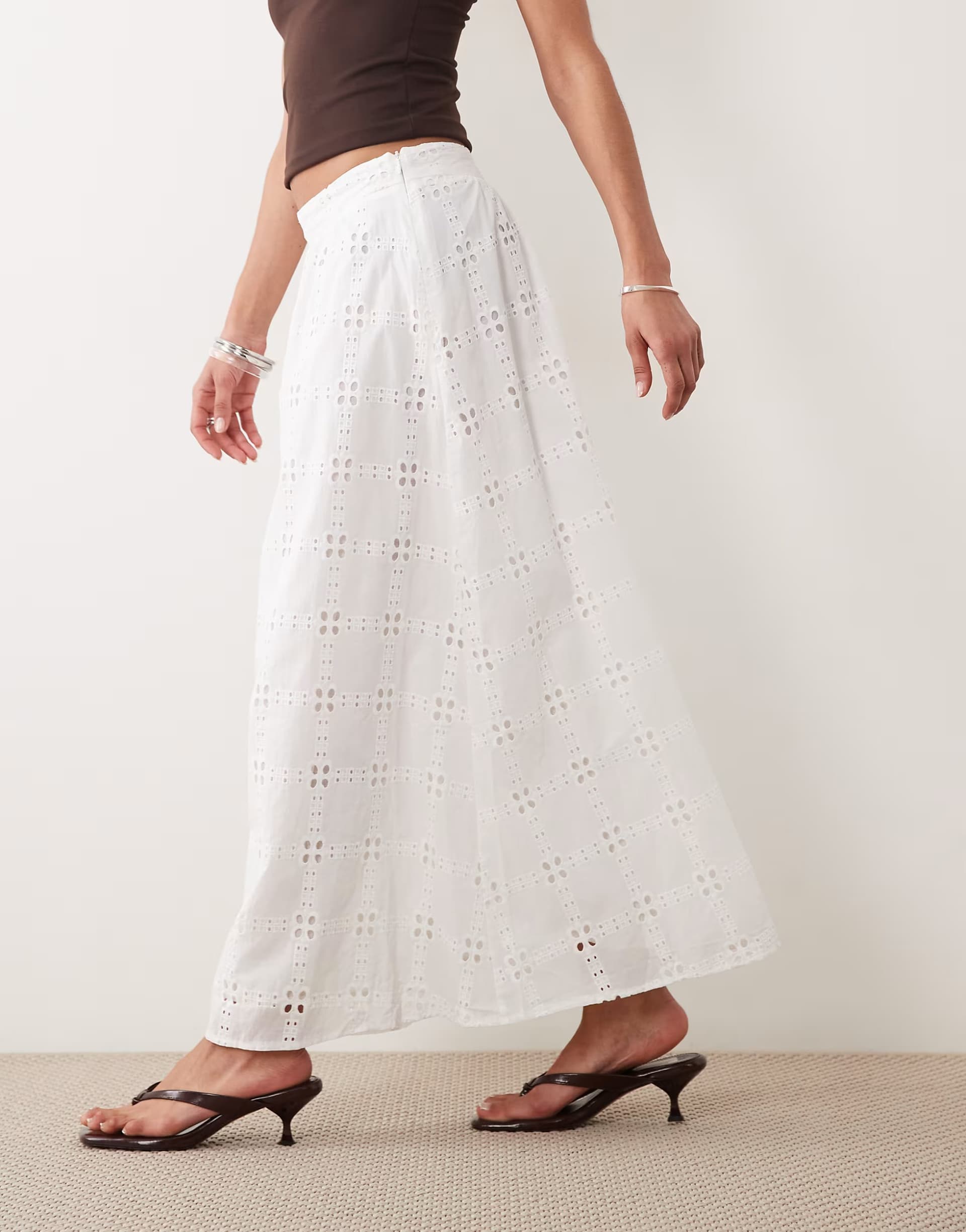 ASOS New Look co-ord broderie anglaise maxi skirt in white