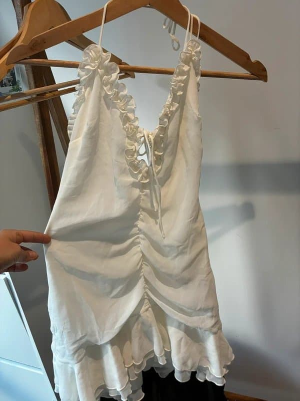 Bershka White Bershka wavy mini dress ruffles