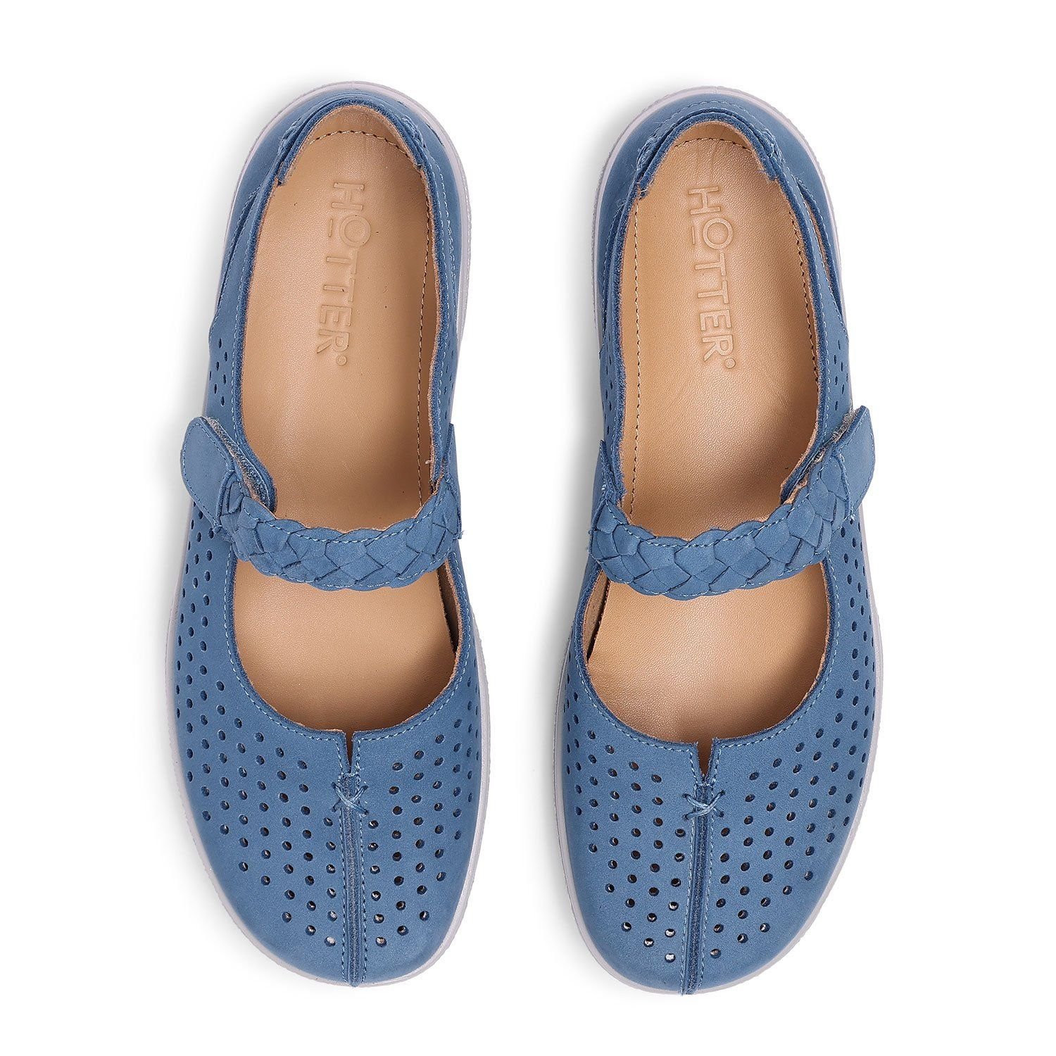 Hotter Hotter Women's Wide Fit 'Quake II' Classic Mary Janes in Mid Blue - 3