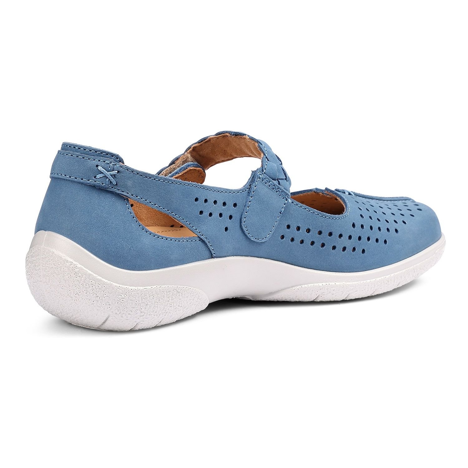 Hotter Hotter Women's Wide Fit 'Quake II' Classic Mary Janes in Mid Blue - 4