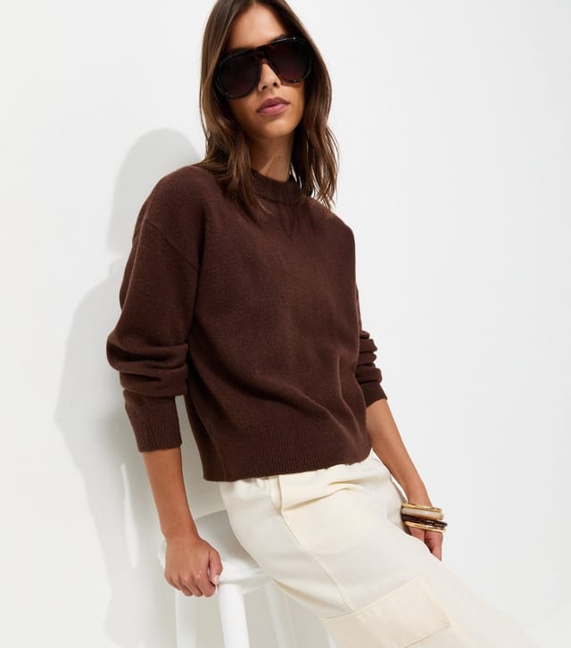New Look Women's Brown Midweight Crew Neck Jumper New Look - 2