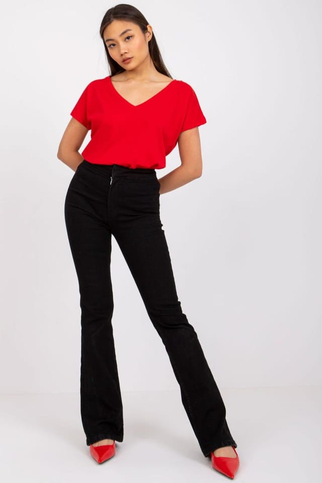Love Lace Love Lace Women's Short Sleeve Heart Neck T-Shirt Style 168504 in Red - 3