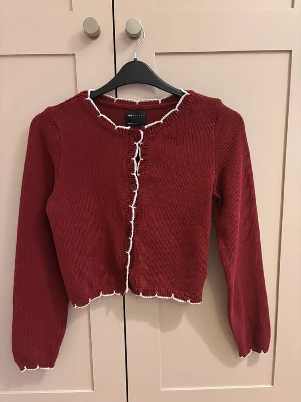 ASOS Asos Design burgundy stitch edge cardigan size S