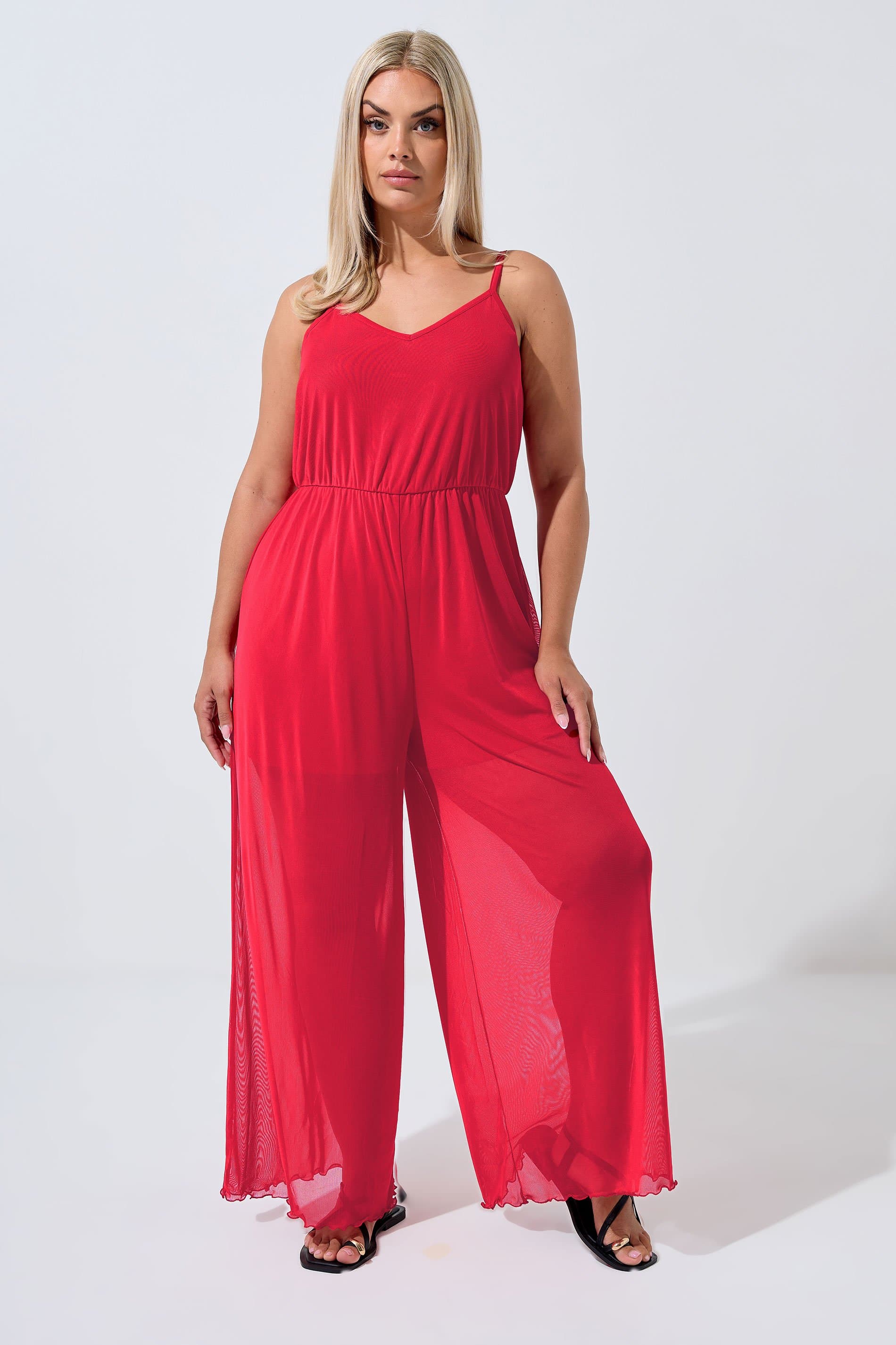 Limited Collection Plus Size Red Mesh Jumpsuit