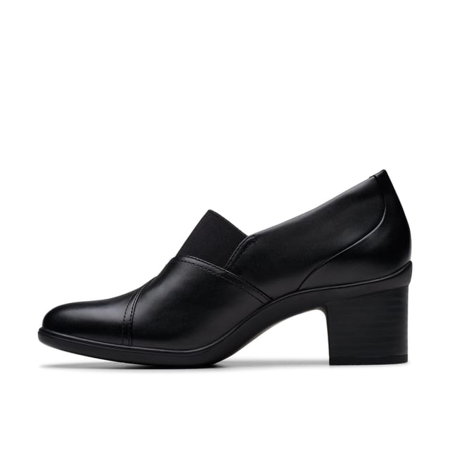Clarks Clarks Women's Shaya Tess Black Leather Slip Ons, Heels - 2