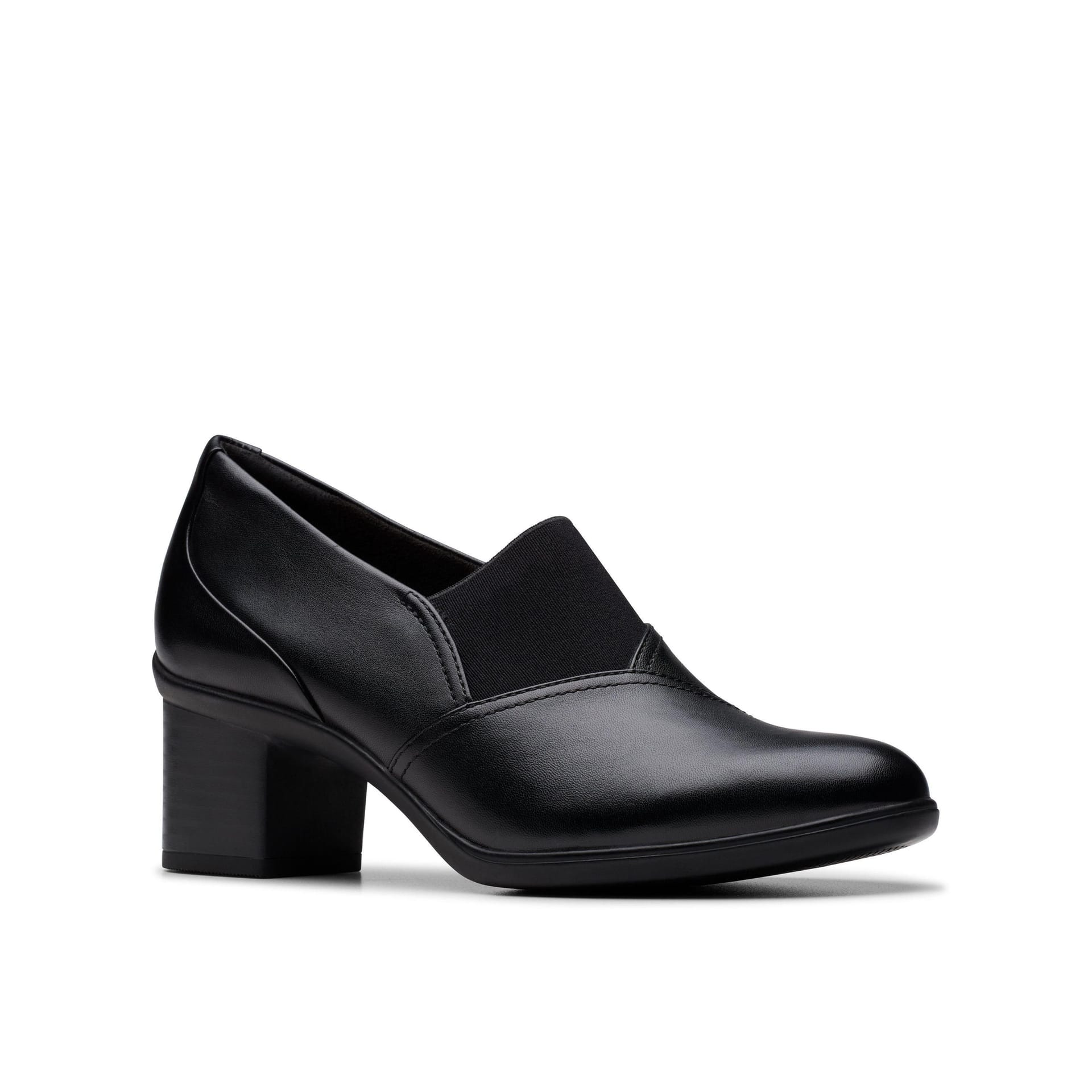 Clarks Clarks Women's Shaya Tess Black Leather Slip Ons, Heels - 4