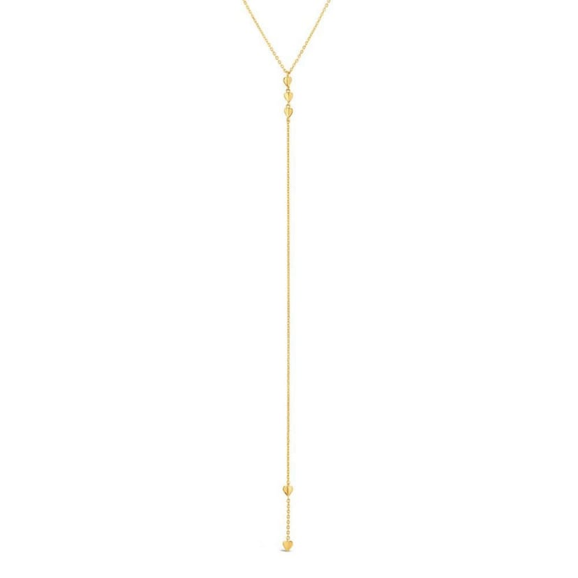 Gold Trip Gold Trip Women's Little Hearts Lariat Necklace in Gold - 1