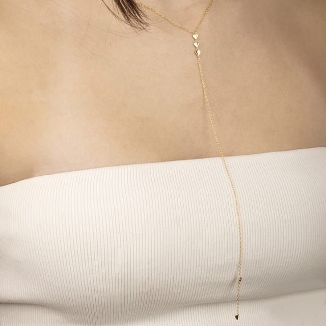 Gold Trip Gold Trip Women's Little Hearts Lariat Necklace in Gold - 2