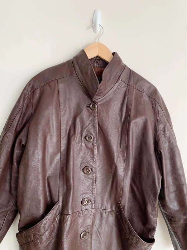 MILAN leather Milan Leather 100% Real Leather Vintage Style Y2K Jacket – Chocolate Brown – Size 14