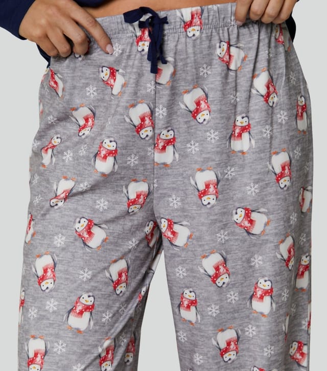 Loungeable Women's Navy Penguin Print Top and Trousers Pyjama Set Loungeable New Look - 3