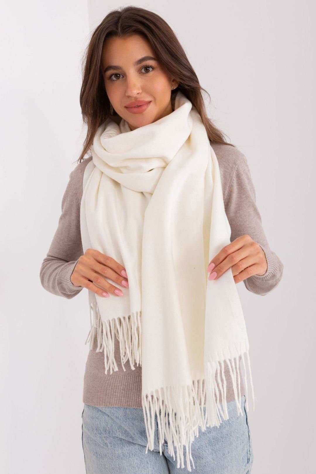 Love Lace Love Lace Women's Warm Long Winter Tassel Scarf for Cozy Cold Weather Soft Knit in White