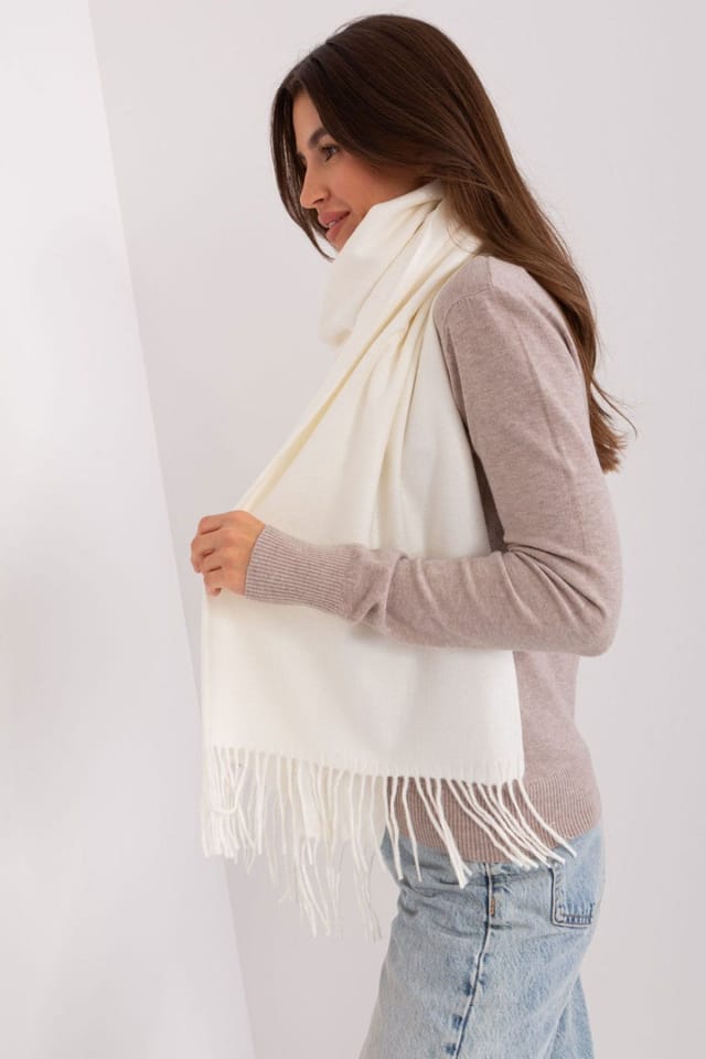 Love Lace Love Lace Women's Warm Long Winter Tassel Scarf for Cozy Cold Weather Soft Knit in White - 2