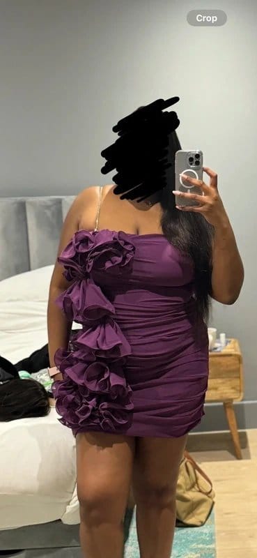 ASOS Purple Ruched Mini Dress with Bedazzled Straps
