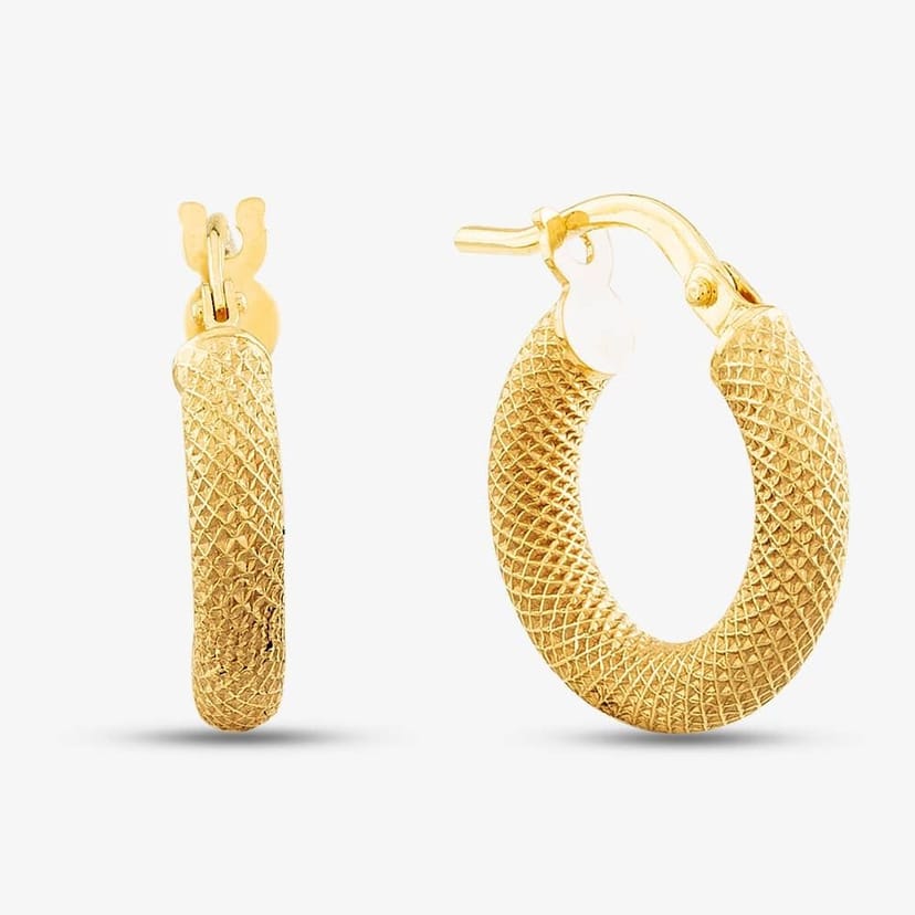 T.H.Baker T.H.Baker Women's 9ct Gold Diamond Cut Hoop Earrings 1.53.0319 - 1