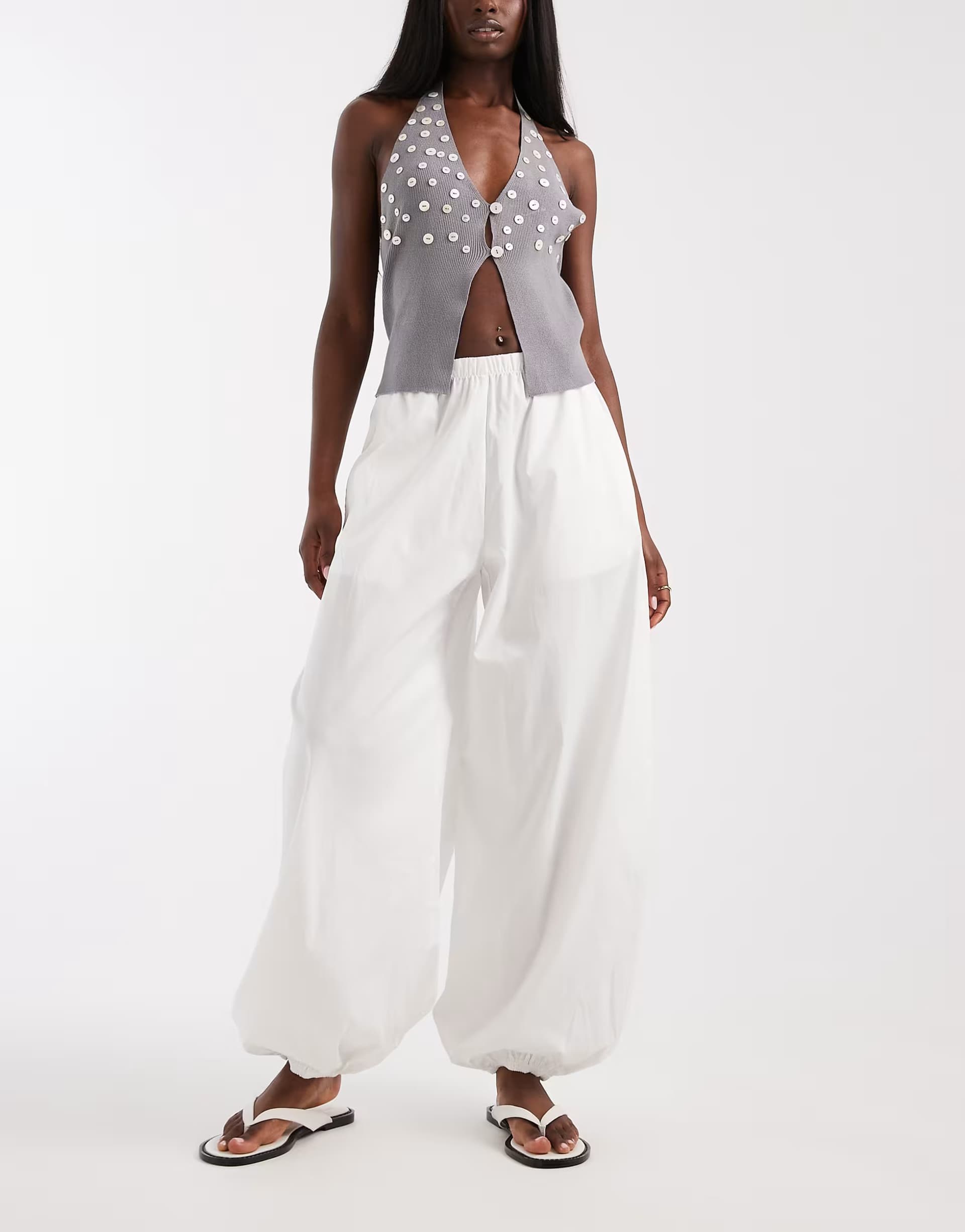 ASOS Vero Moda poplin wide balloon trousers in white