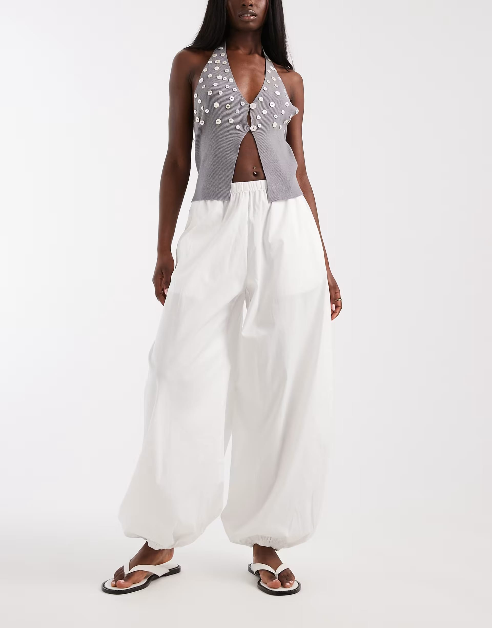Vero Moda White Poplin Wide Balloon Trousers