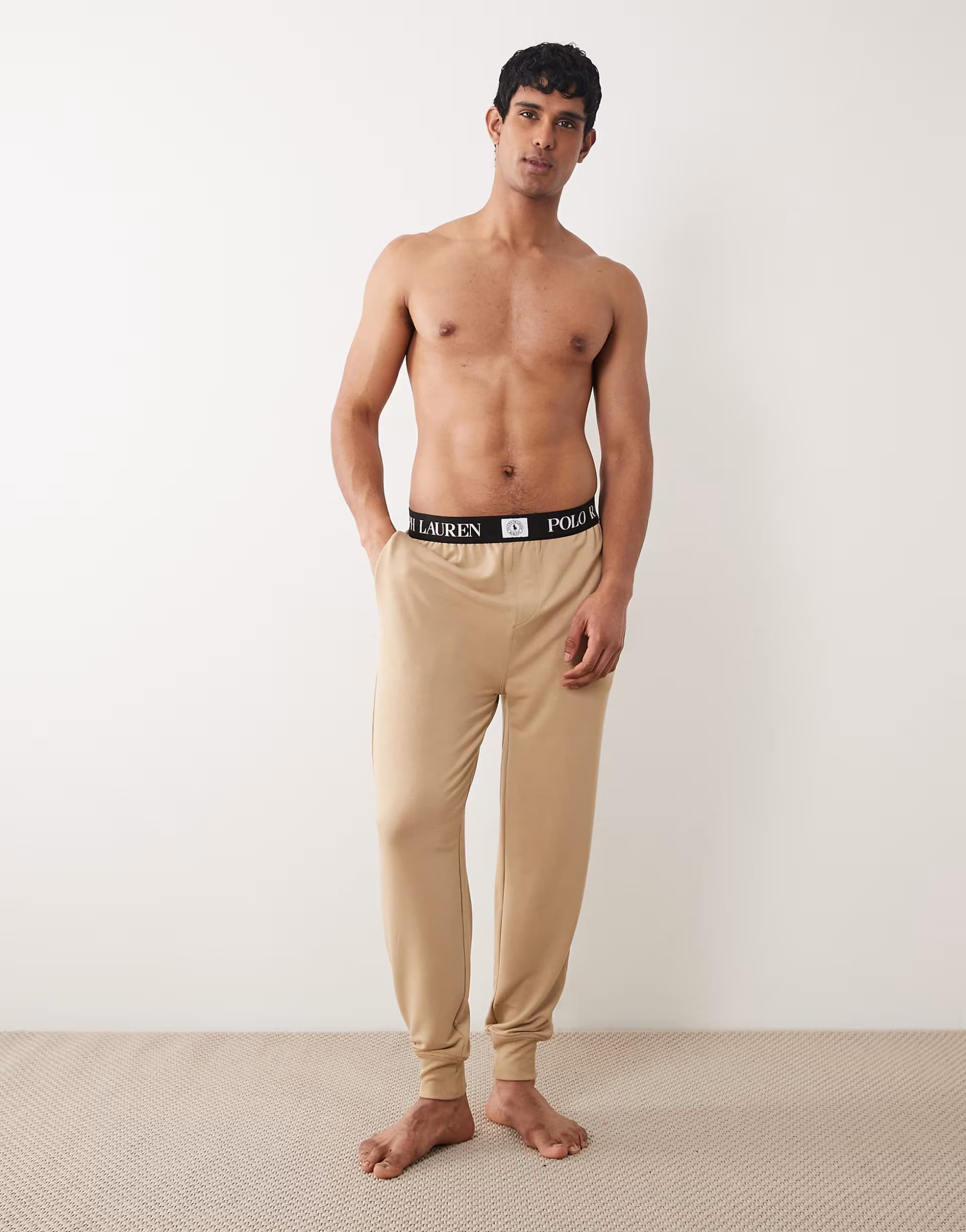ASOS Polo Ralph Lauren crest logo jogger sleep bottom in vintage khaki