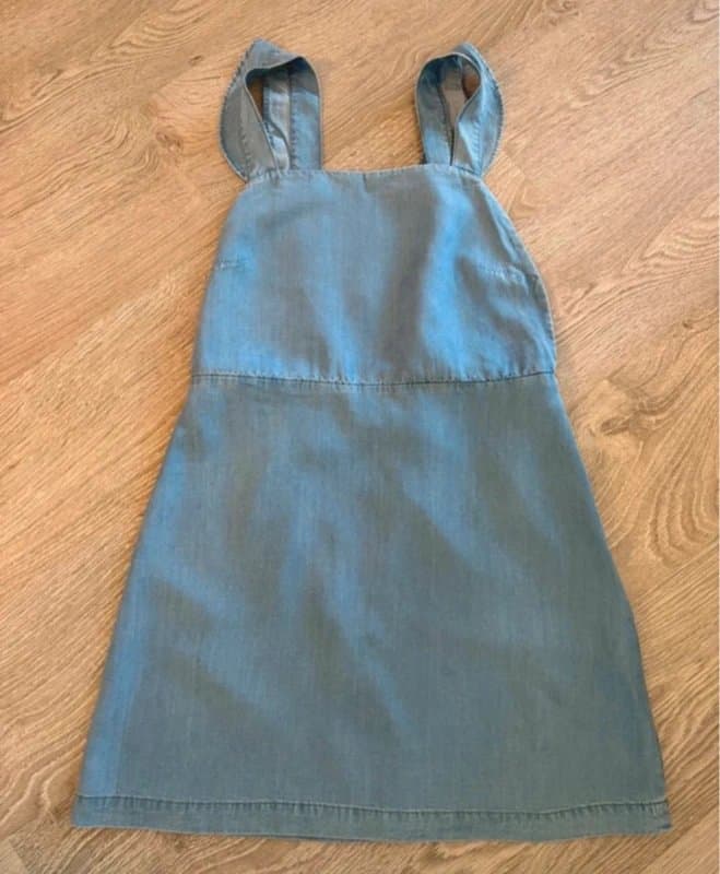 Zara Zara soft denim pinafore summer dress ruffle straps new size medium