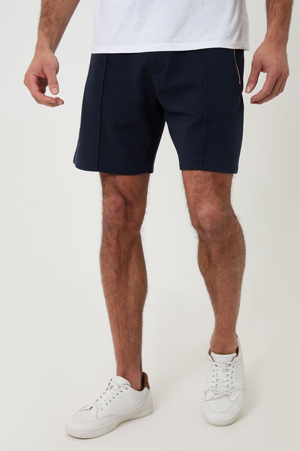 Threadbare Threadbare Men's Pique Pleated Sweat Shorts in Navy