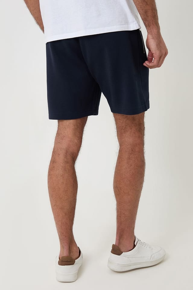 Threadbare Threadbare Men's Pique Pleated Sweat Shorts in Navy - 2