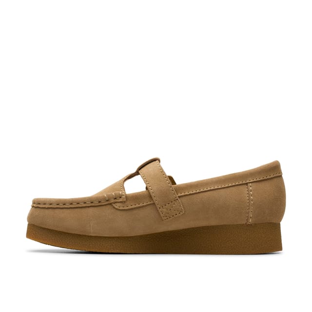 Clarks Clarks Women's Wallabee EVO Bar Dark Sand Suede T Bar Shoes, Wallabee in Beige - 2