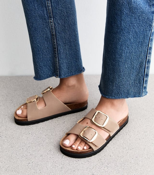 New Look Women's Mink Faux Leather Buckle Strap Sandals Vegan New Look - 2